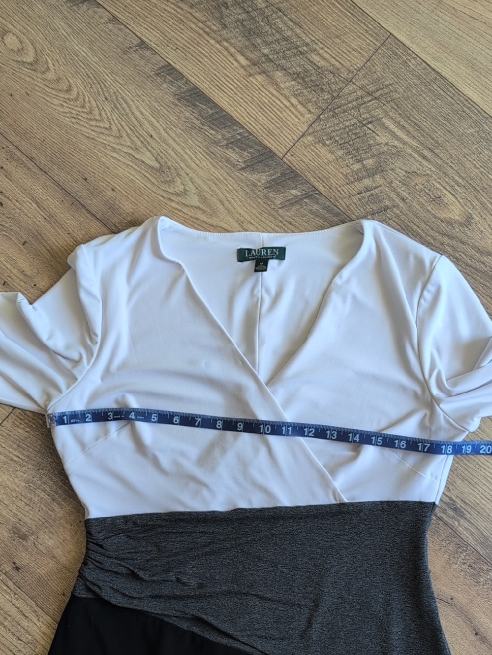 Lauren Ralph Lauren Dress, White Gray Black Block, Long Sleeves, Women's 12 - Picture 7 of 8